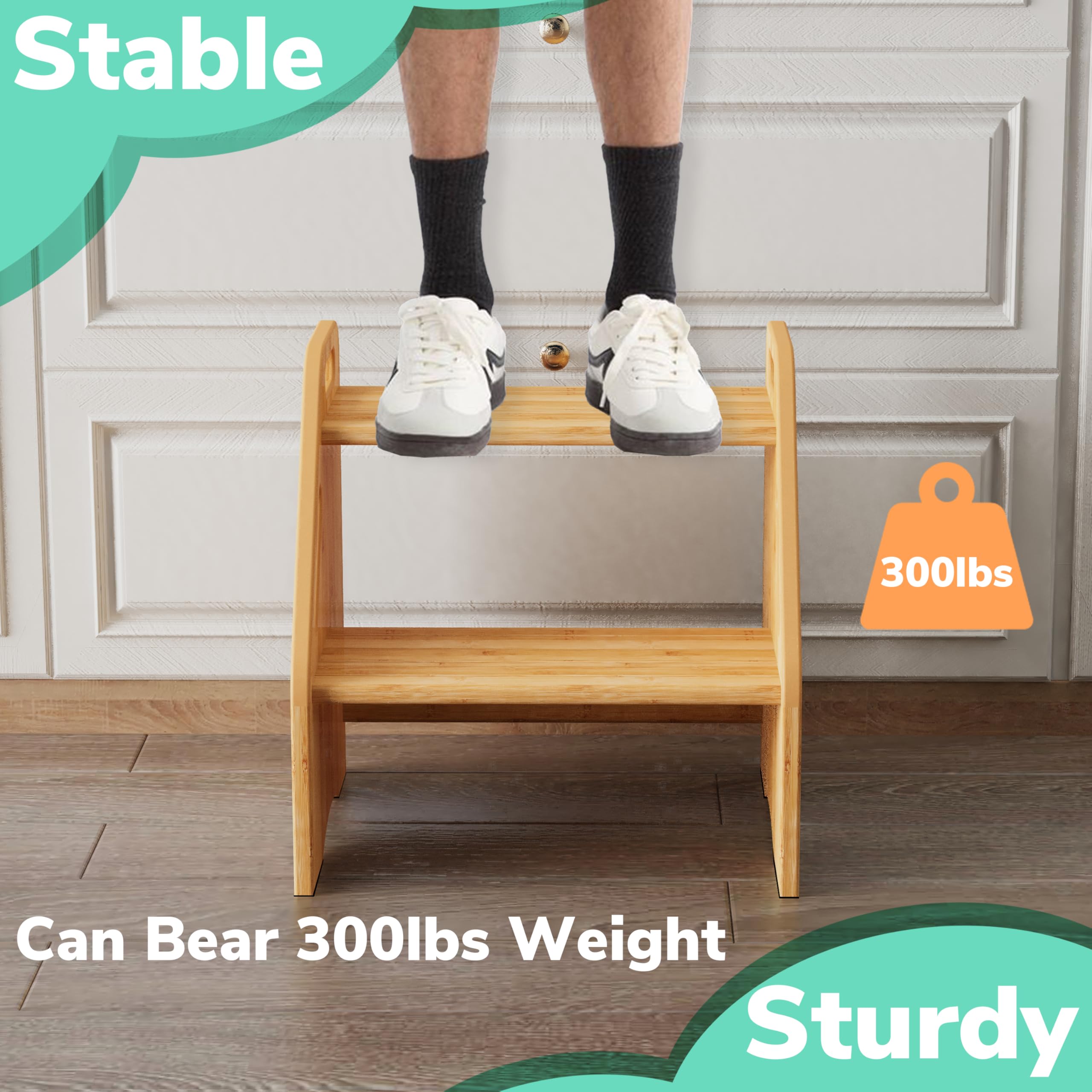 AMBIRD wooden step stool for kitchen use supports kid handwashing and readiness.