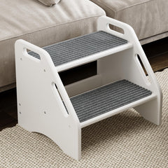 AMBIRD wooden step stool with removable mats keeps toddlers secure and mats easy to wash