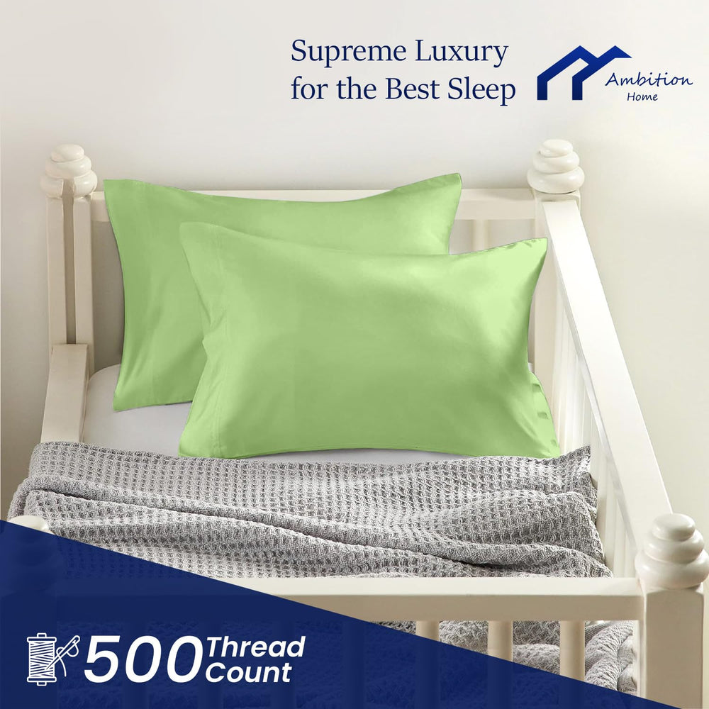 Ambition Home 500TC Egyptian cotton pillow cover delivers durable, silky-soft comfort.