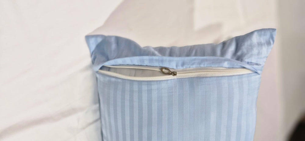 Ambition Home Egyptian cotton 500TC striped pillowcase demonstrates luxurious sheen and longevity.