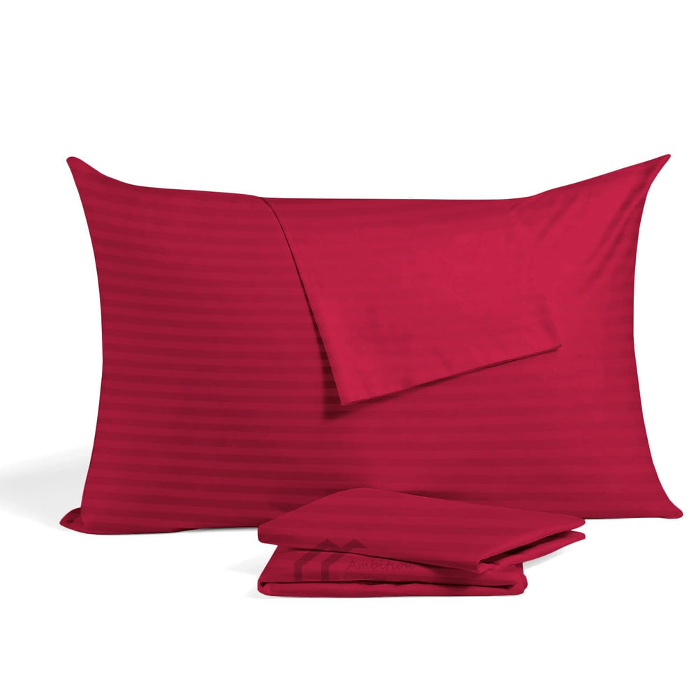 Ambition Home Toddler Pillowcase 13x18 burgundy striped with zipper for secure nightly use.