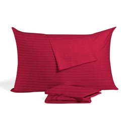 Ambition Home Toddler Pillowcase 13x18 burgundy striped with zipper for secure nightly use.
