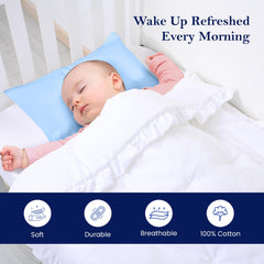 Ambition Home toddler travel pillowcase 14x20 blue pack-2, zipper closed for secure pillow fit.