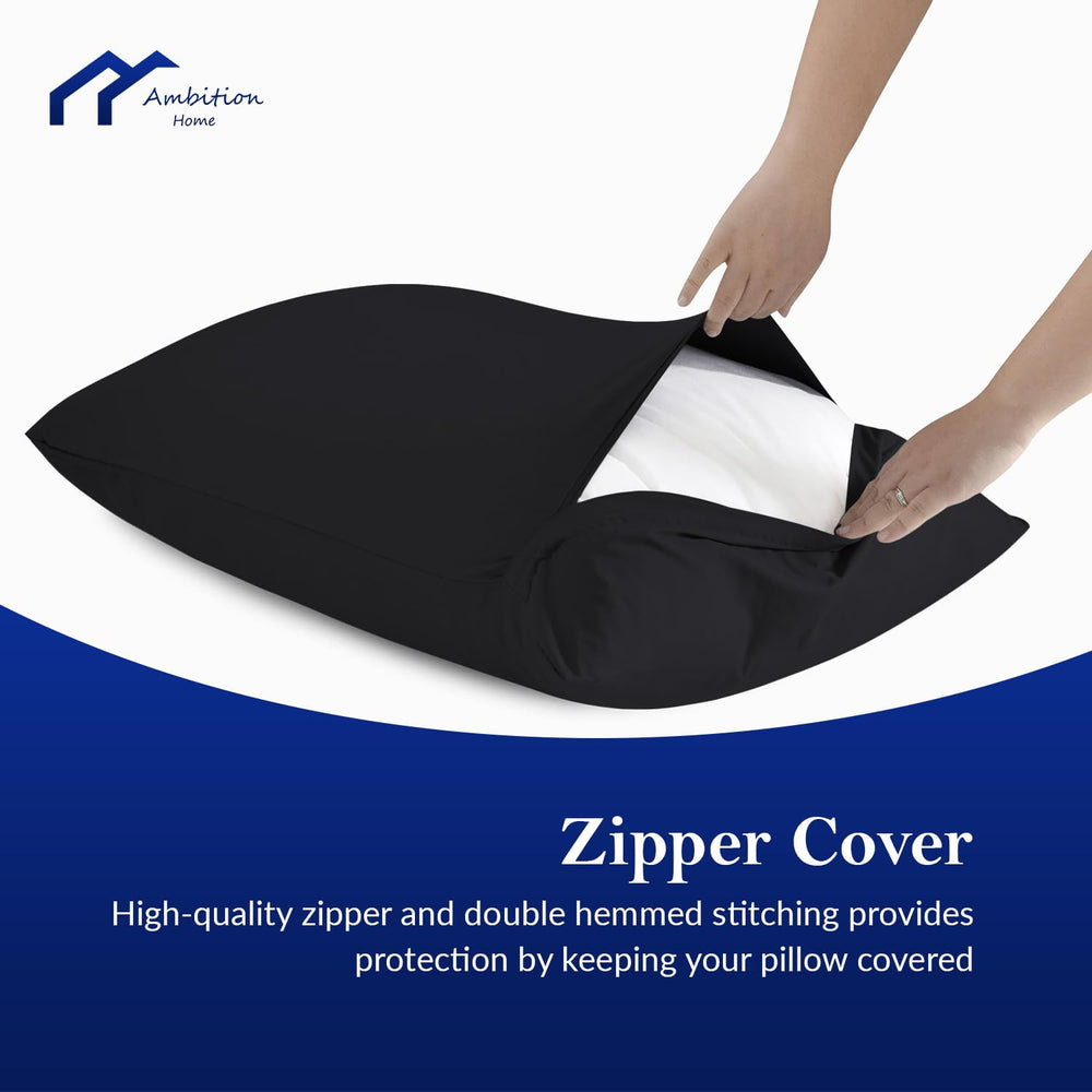 Ambition Home travel-friendly black pillow cover—portable for trips and outings.
