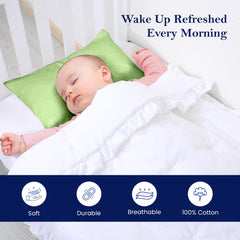 Ambition Home youth pillow case sage is machine washable for easy care.
