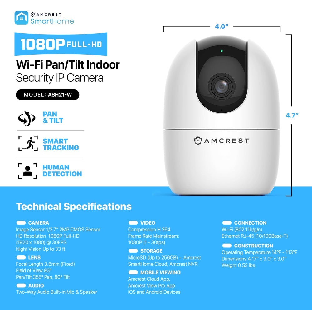 Amcrest ASH21-W- alexa integration enables hands-free viewing with voice
