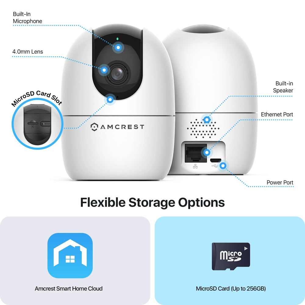Amcrest ASH21-W- micro-sd-slot enables local recording up to 256GB.
