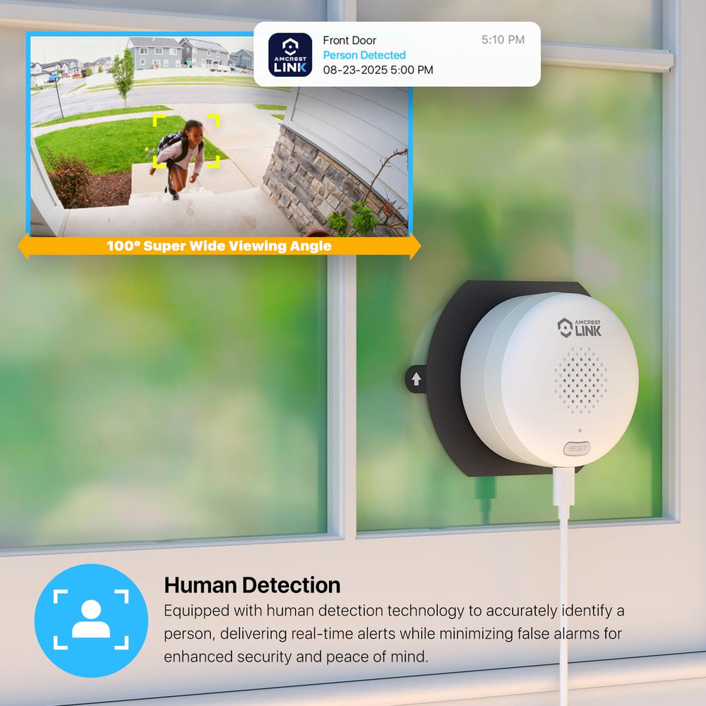 Amcrest Link 3MP window camera human detection alerts on intrusions