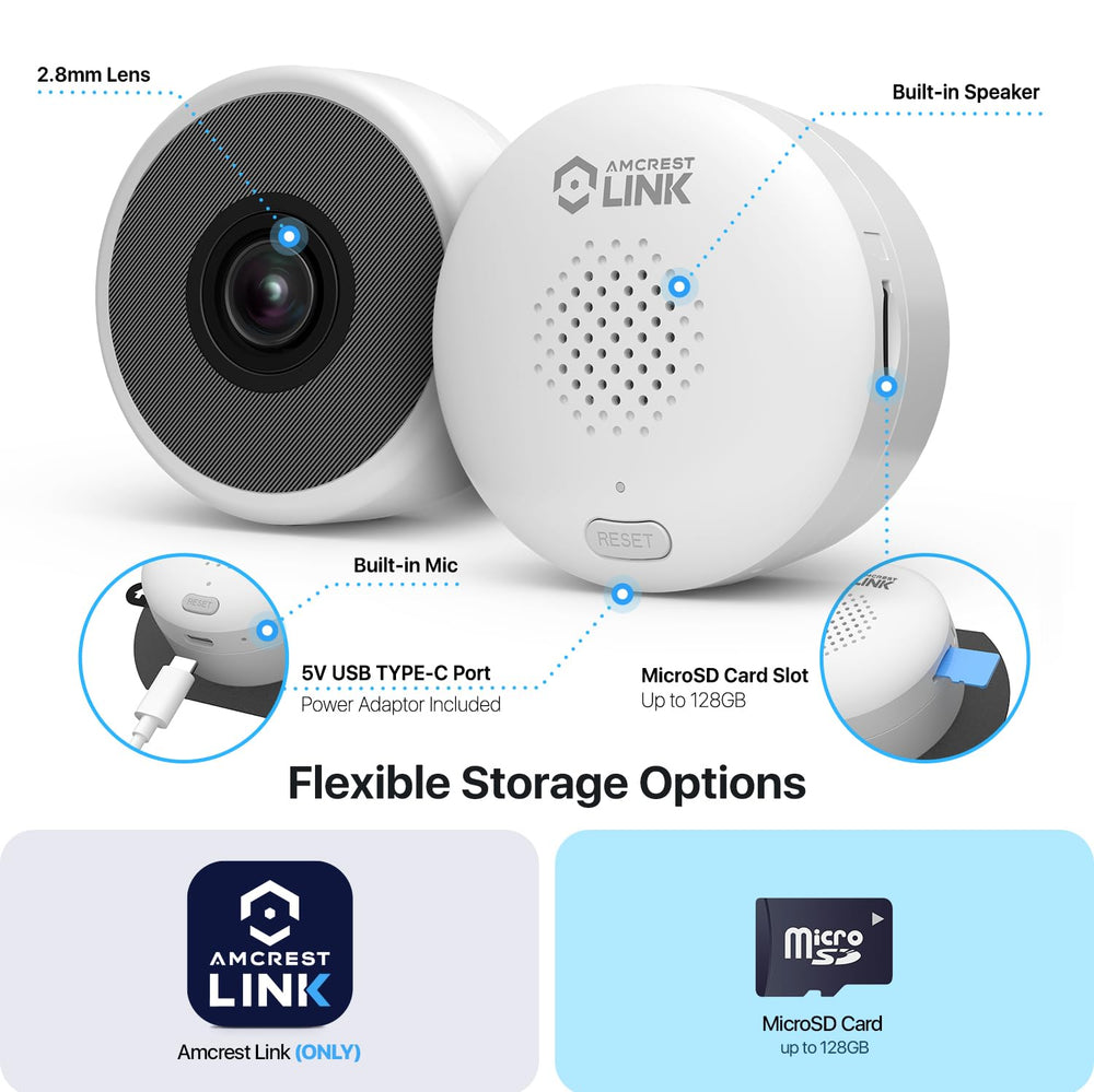 Amcrest Link 3MP window camera microSD up to 128GB storage