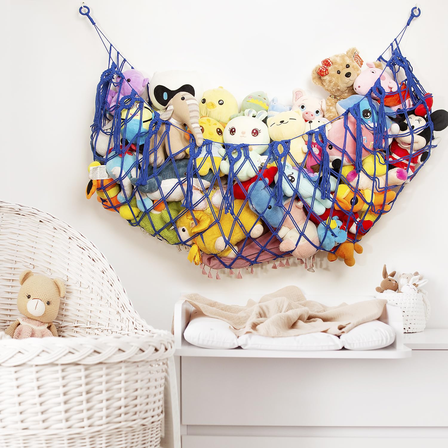 Amdermi macrame cotton cord close-up shows durable weaving for toy storage