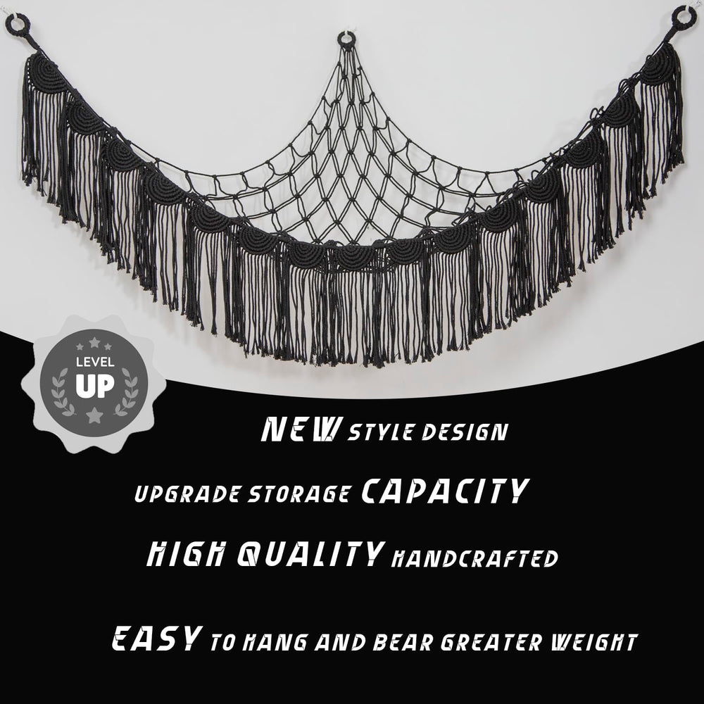 Amdermi macrame toy hammock storage demonstrates tidy playrooms with decorative, durable storage.