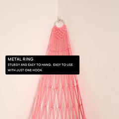 Amdermi macrame-toy-holder pink emphasizes handmade craftsmanship and eco-friendly materials