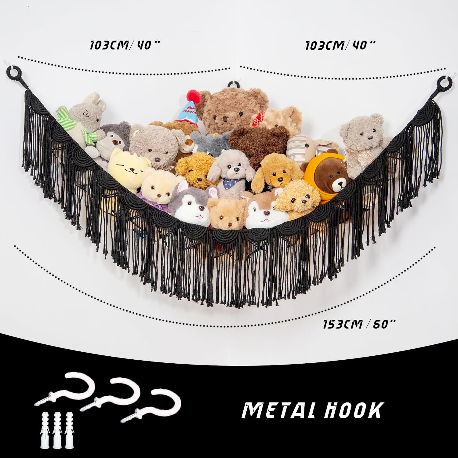 Amdermi space-saving hammock for playroom helps maximize small rooms without bulky shelves.