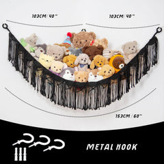 Amdermi space-saving hammock for playroom helps maximize small rooms without bulky shelves.