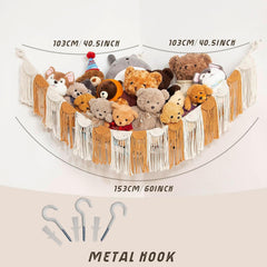 Amdermi stuffed animal hammock cotton cord closeup: soft tactile storage for cuddly toys.