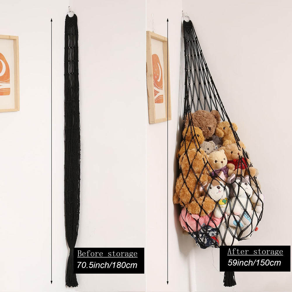 Amdermi stuffed animal hammock hand-woven-cotton-rope offers durable eco-friendly build.