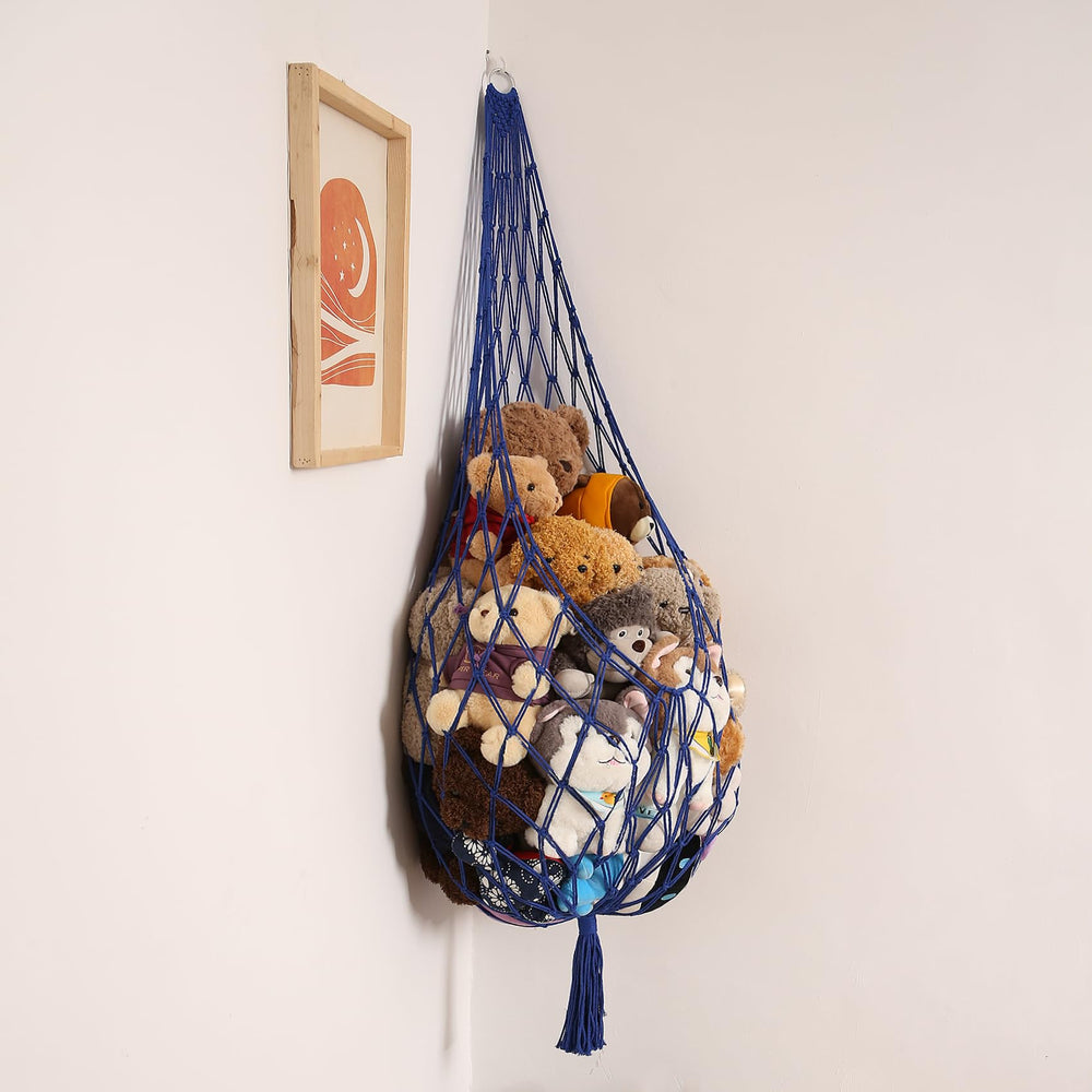 Amdermi stuffed animal storage hammock blue corner hangs neatly with plush toys organized