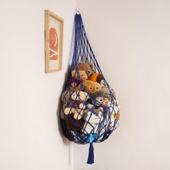 Amdermi stuffed animal storage hammock blue XL mounted in corner saves space