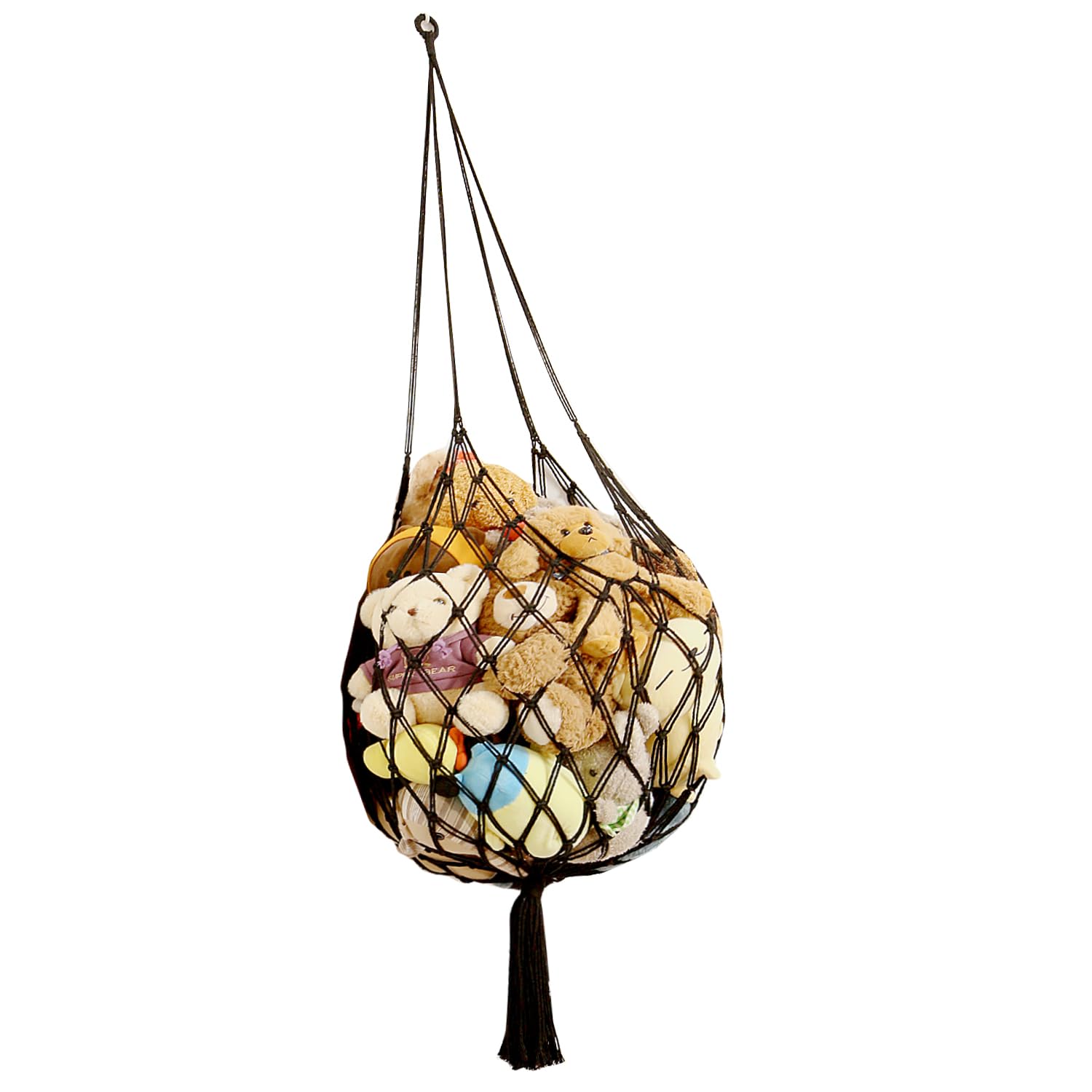 Amdermi stuffed animal storage hammock corner setup for space-saving toy organization.