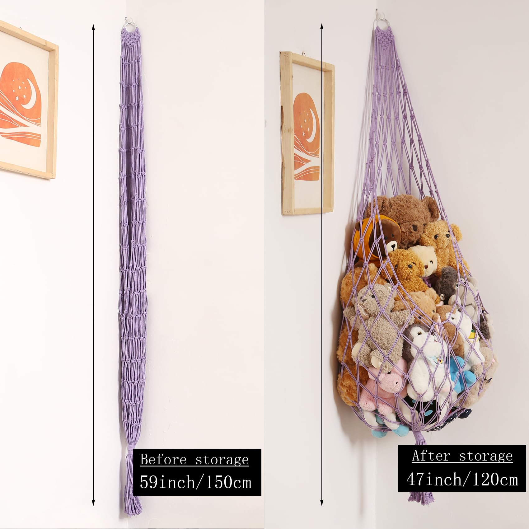Amdermi hammock with colorful clips for photos and small plush display.