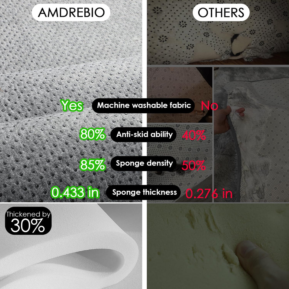 Amdrebio ivory white rug shows durable edges for daily use.