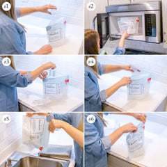 Ameda CleanEase bag-bottle-parts arrangement illustrates compatibility with breast pump components
