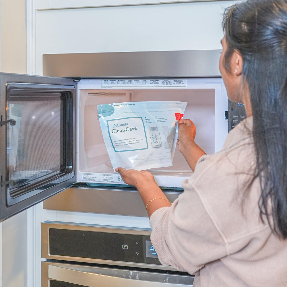Ameda CleanEase bag-drain-cooling demonstrates easy after-use handling and quick drying
