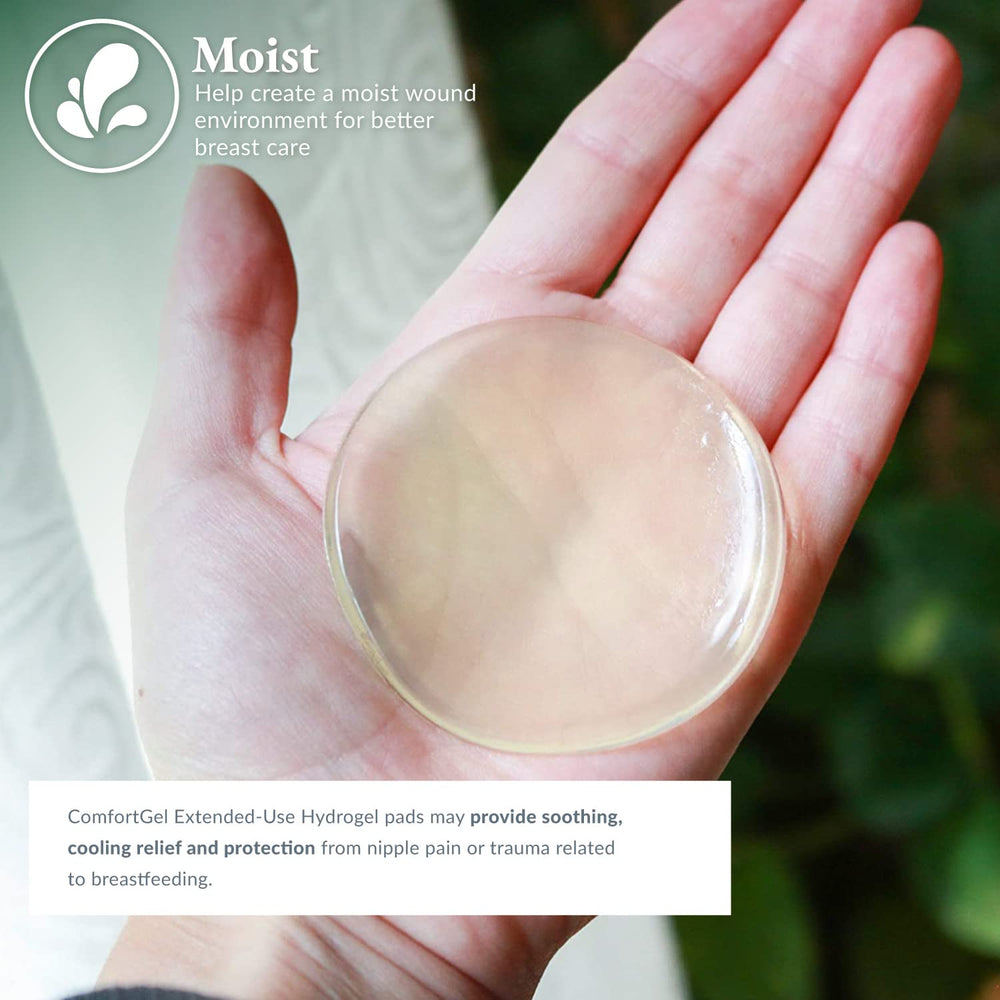 Ameda ComfortGel pads stay discreetly in a nursing bra.