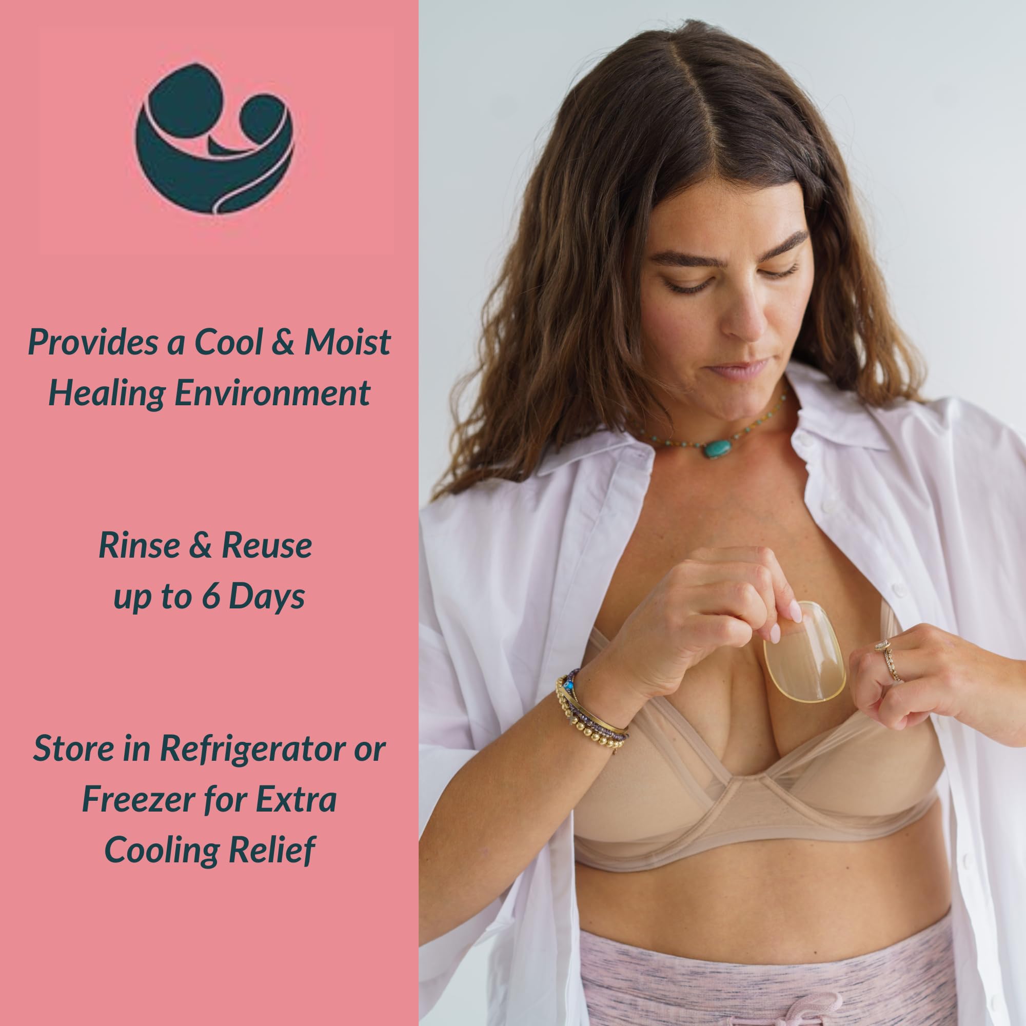 Ameda ComfortGel hydrogel pads provide cooling relief after breastfeeding or pumping.