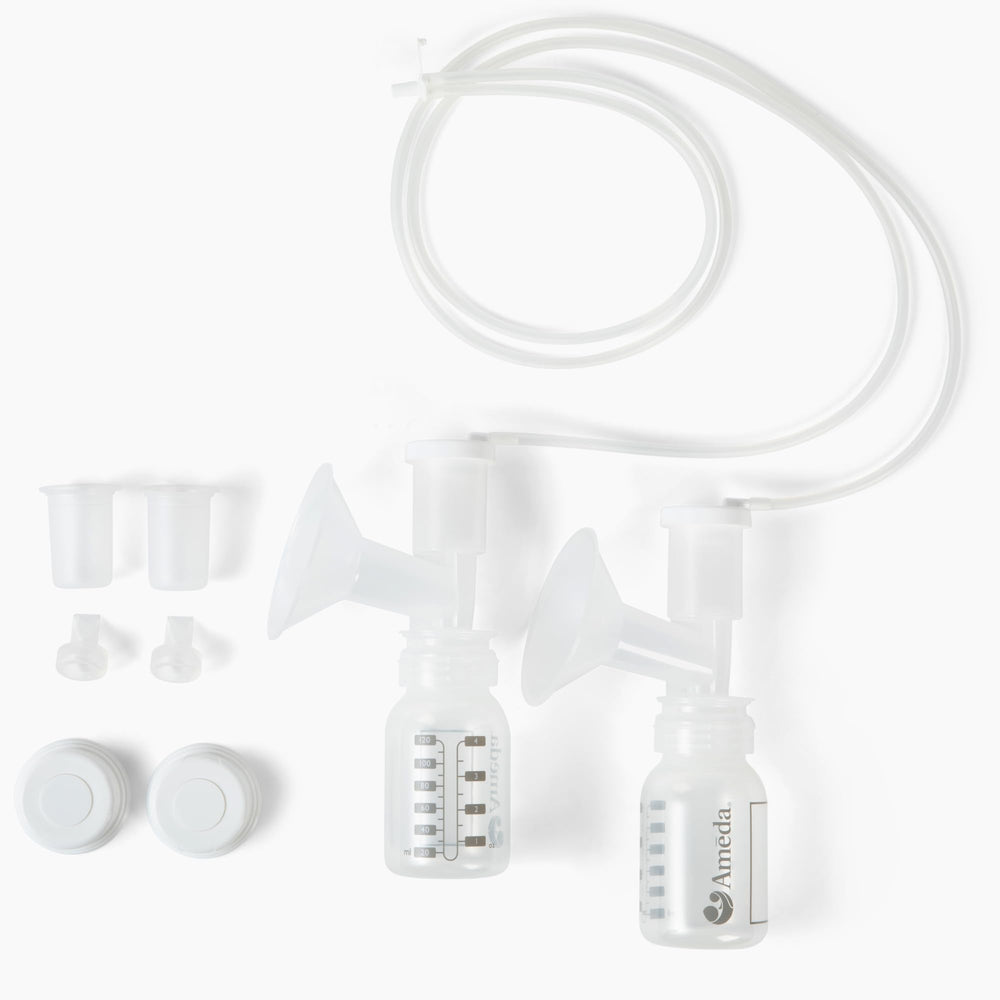 Ameda HygieniKit front view for hands-free pumping setup.