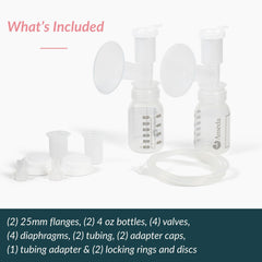 Ameda HygieniKit bottle and tubing close-up for reliable milk collection.