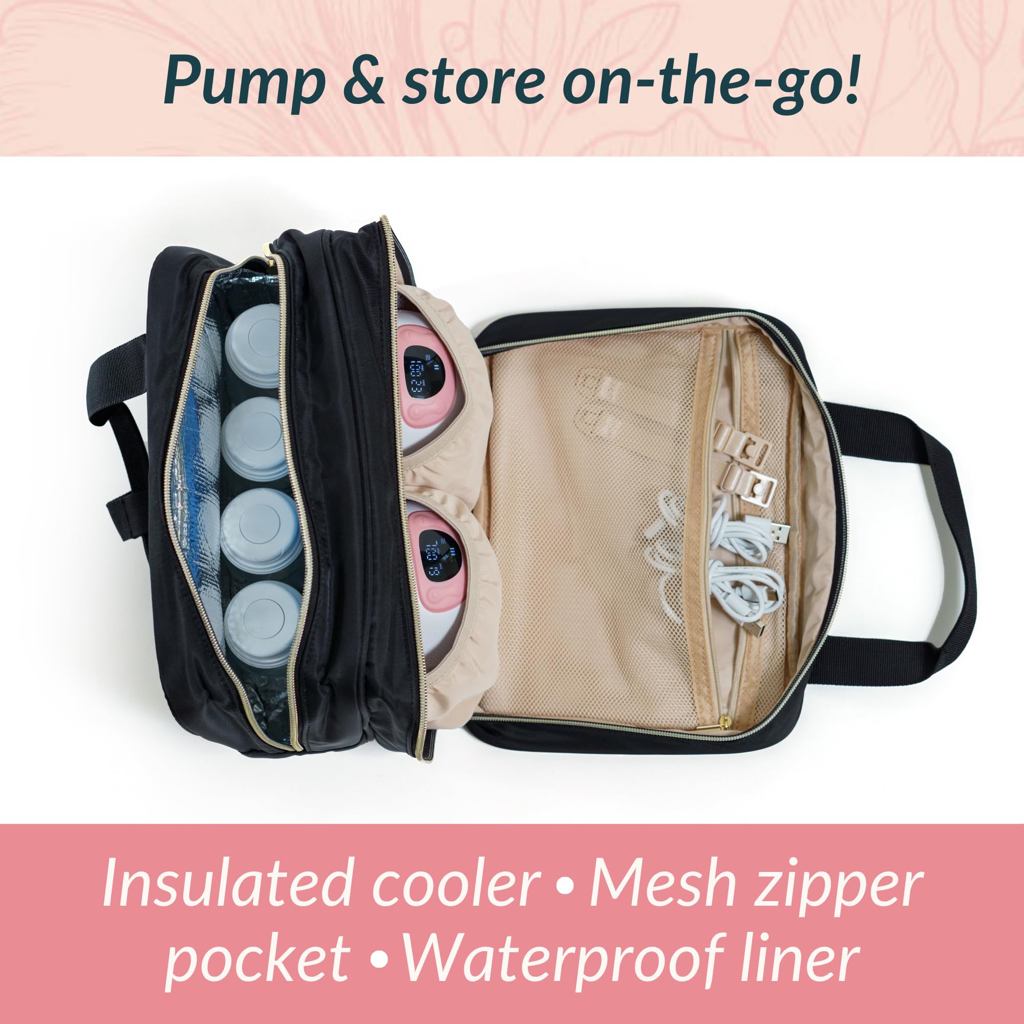 Durable wipe-clean exterior of Ameda bag for daily use and easy maintenance.