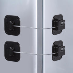 AMEITECH fridge locks installed on refrigerator door for easy no-drill setup