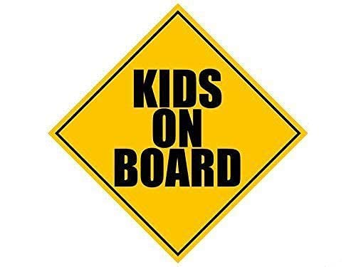 American Vinyl yellow caution diamond sticker on car window improves kid safety visibility