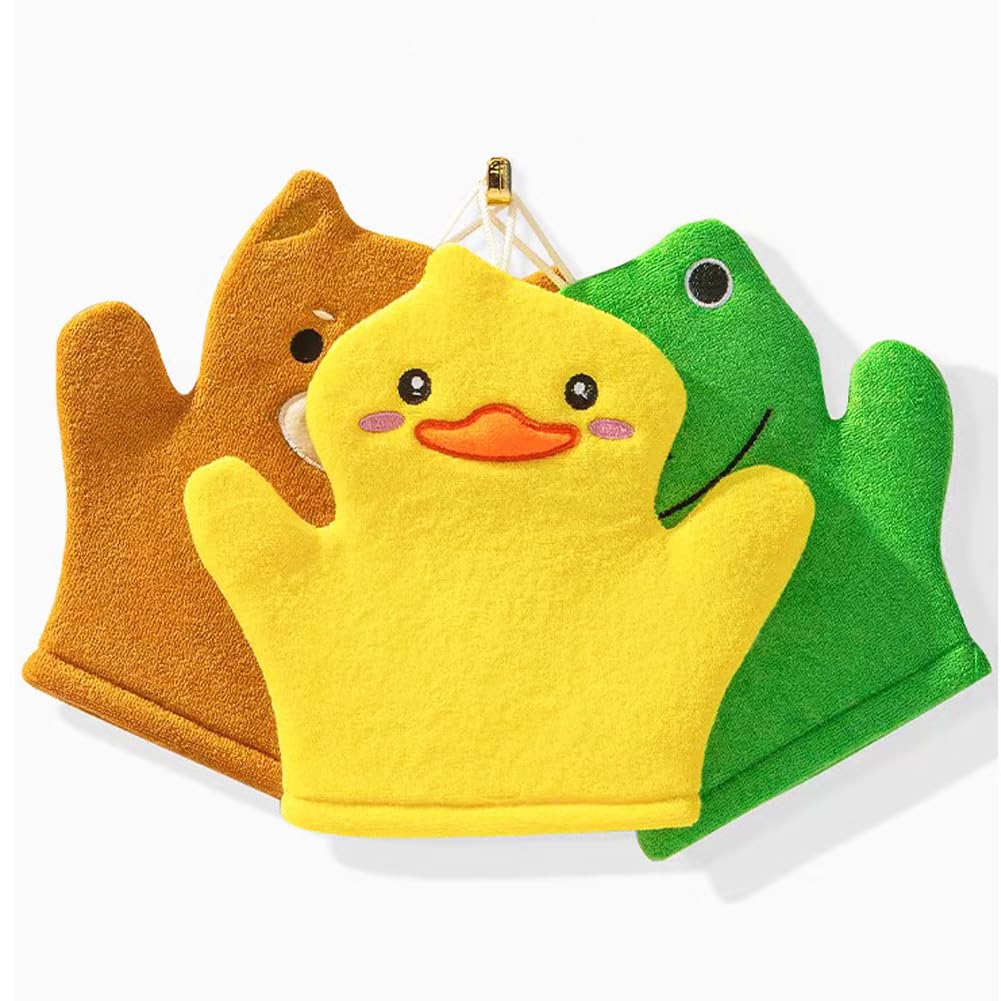 Amersis BubbleGlove duck design mitt for kid-friendly bath time with playful foam