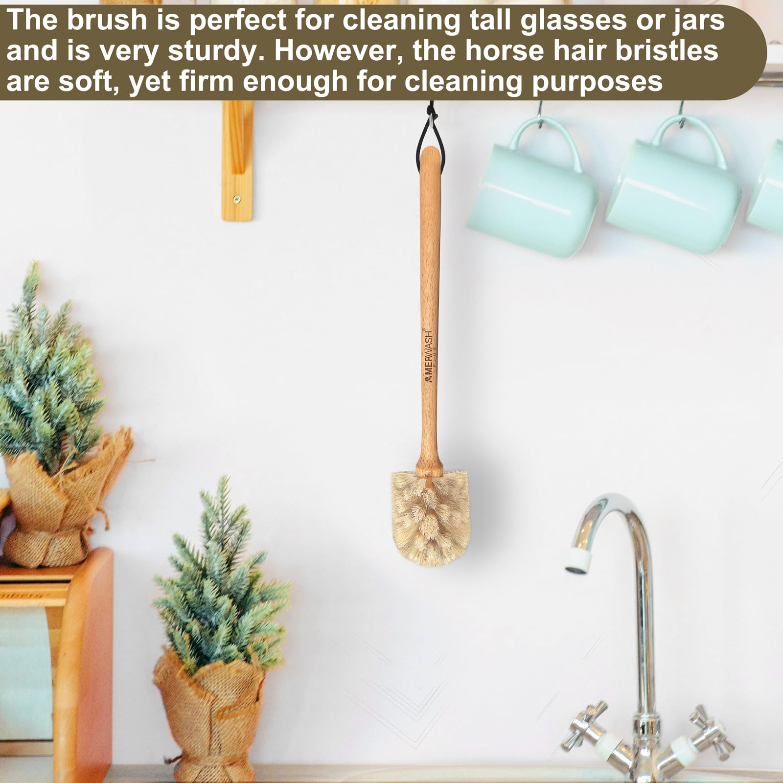 AMERWASH PLUS leather strap allows hanging to dry after use.