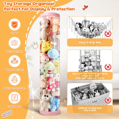 AMGAMGTS clear tube showcases plush collection with decorative display.