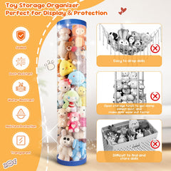 AMGAMGTS vertical-toy-organizer-transparent-tube provides clear visibility for quick toy grabbing.