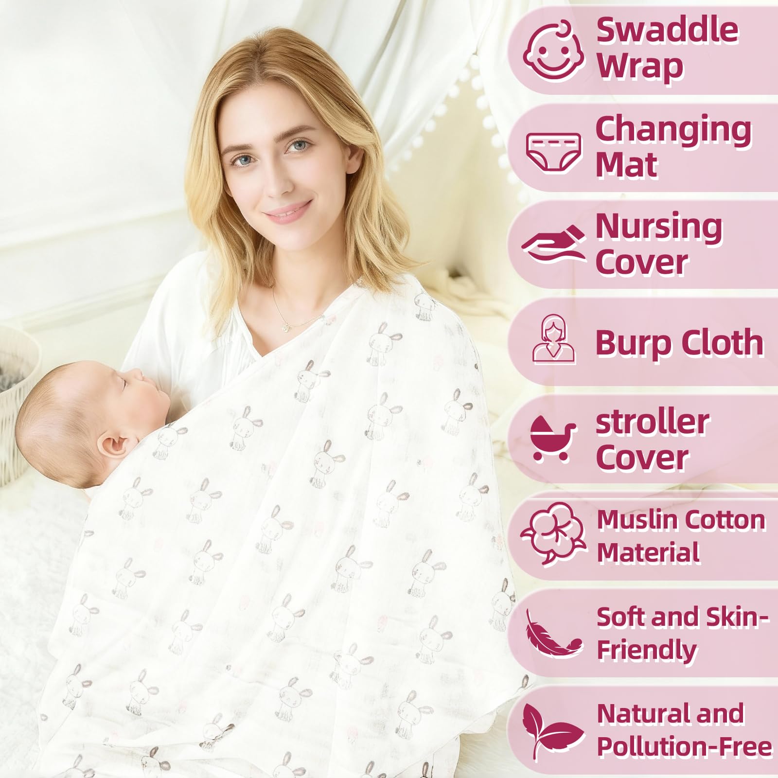 Amgkonp baby bib close-up, soft protection against messes.