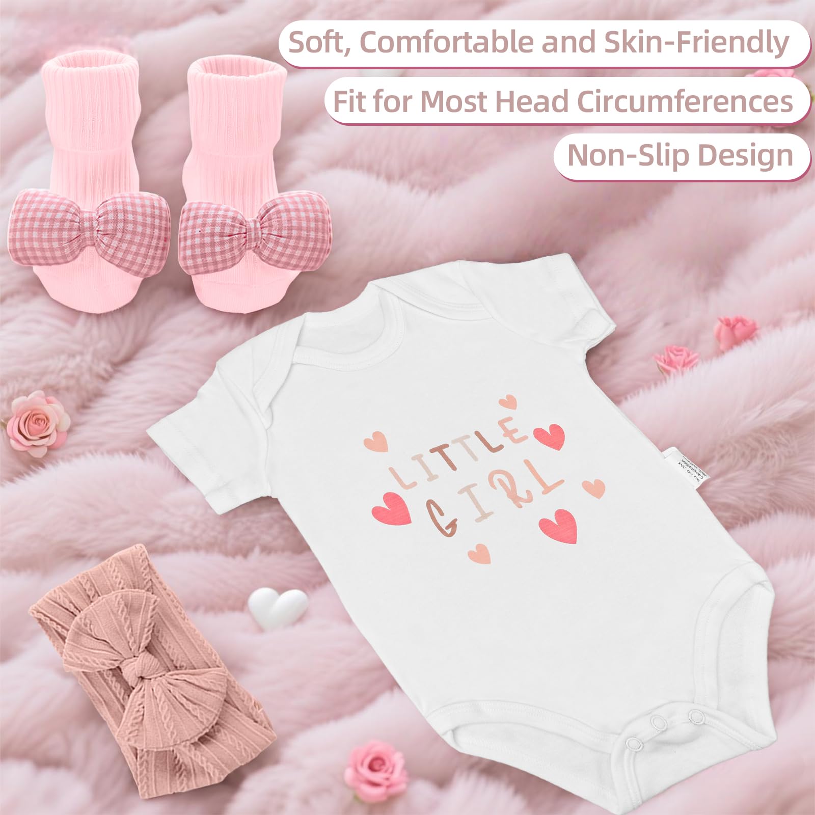 Amgkonp pink headband bow, gentle accessory for newborn outfits.