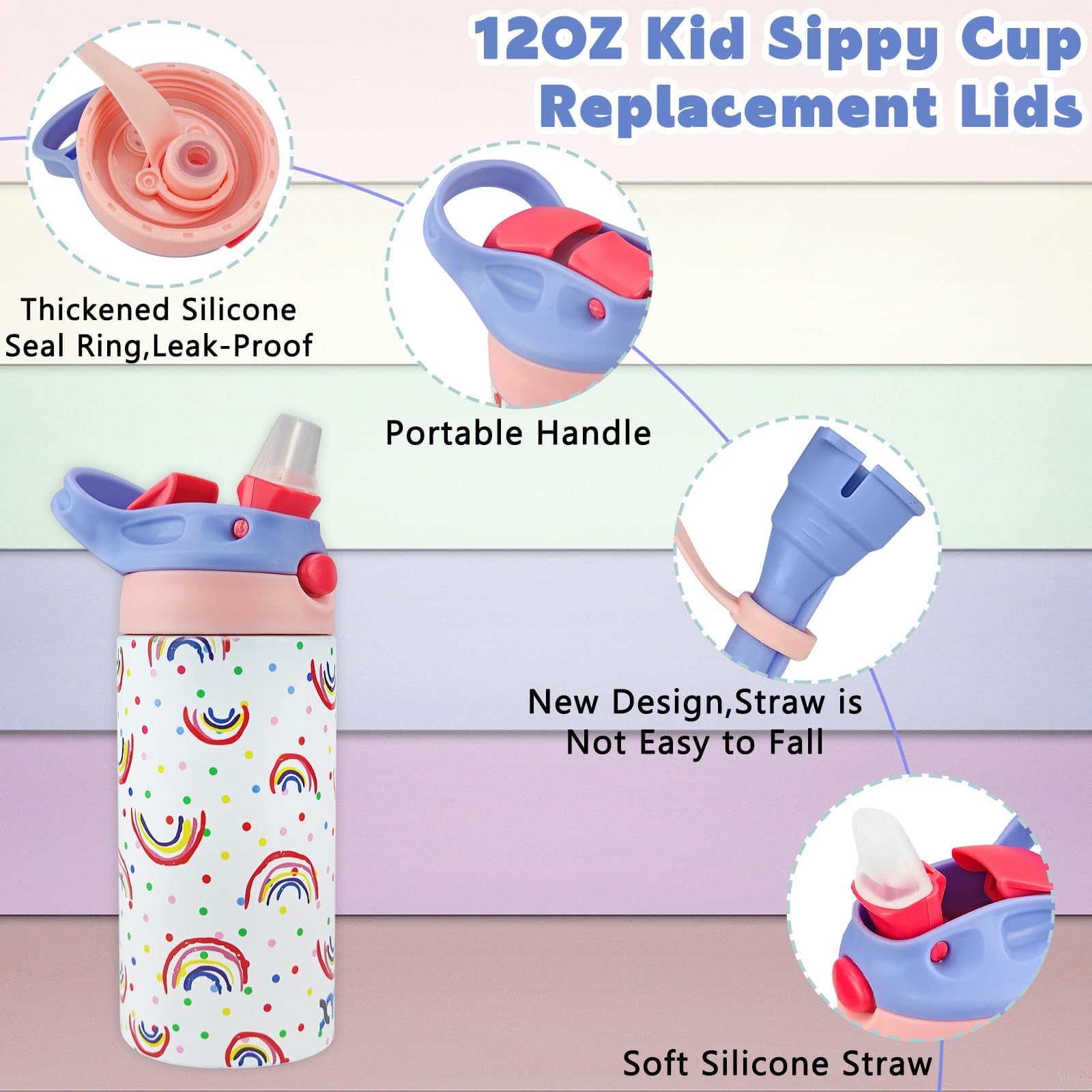 Amgkonp pop-up straw lid demonstrates easy one-handed access for kids.