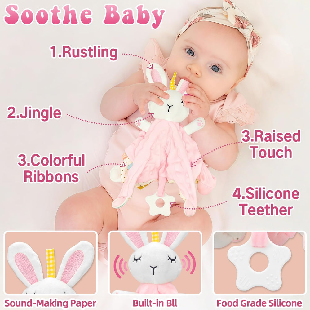 Amgkonp rabbit plush blanket, sensory-friendly toy for soothing naps.