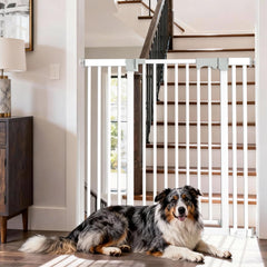 Amibud 41in extra tall gate shown closed deterring tall pets and toddlers
