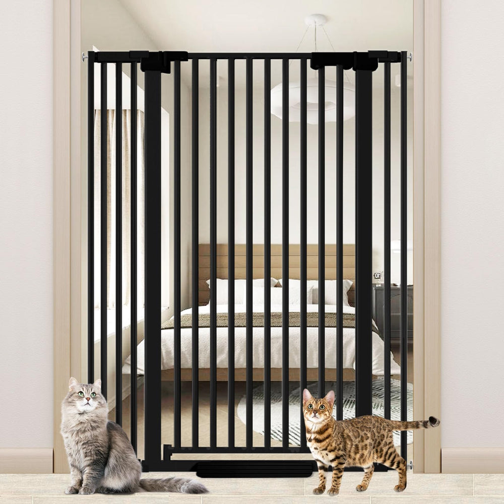 Amibud 51-inch cat gate closed view tall barrier for doorways