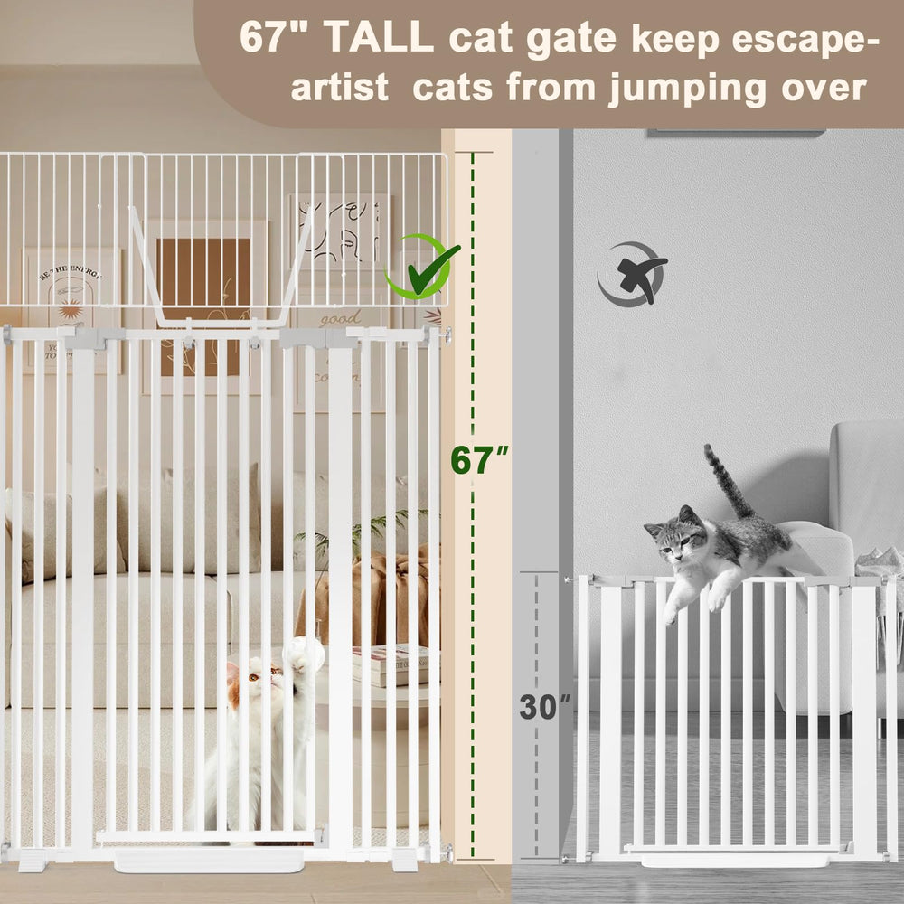 Amibud 67inch high cat gate open with easy access