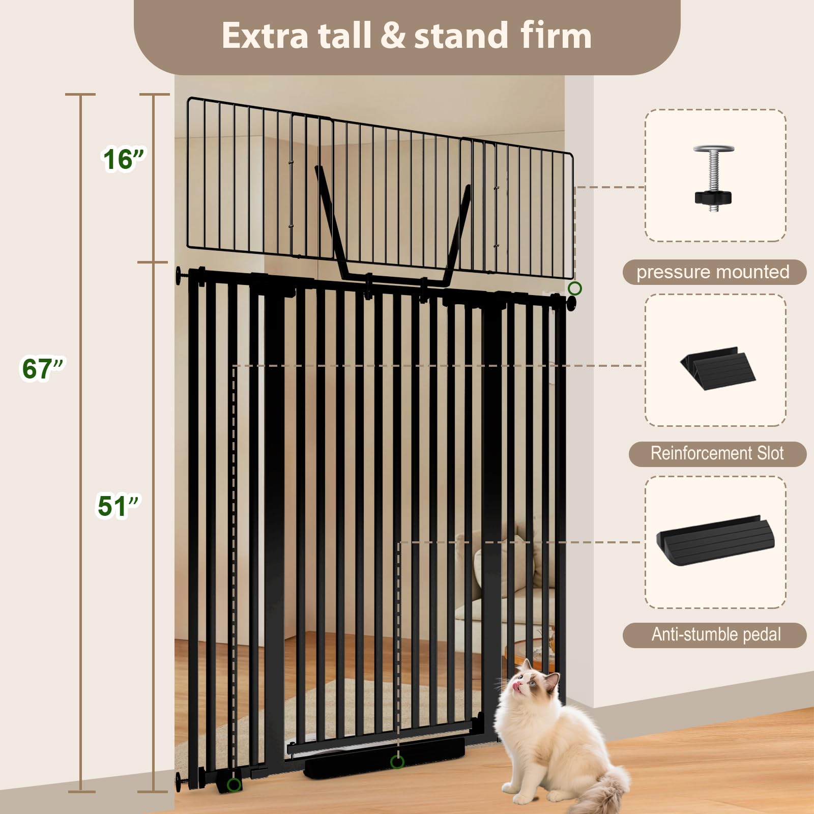 Amibud cat-dog usage in gate shows versatile pet containment.