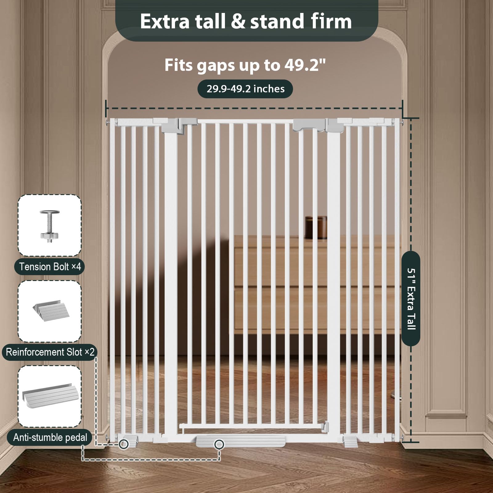 Amibud gate used in doorway or hallway to separate pets in a home.