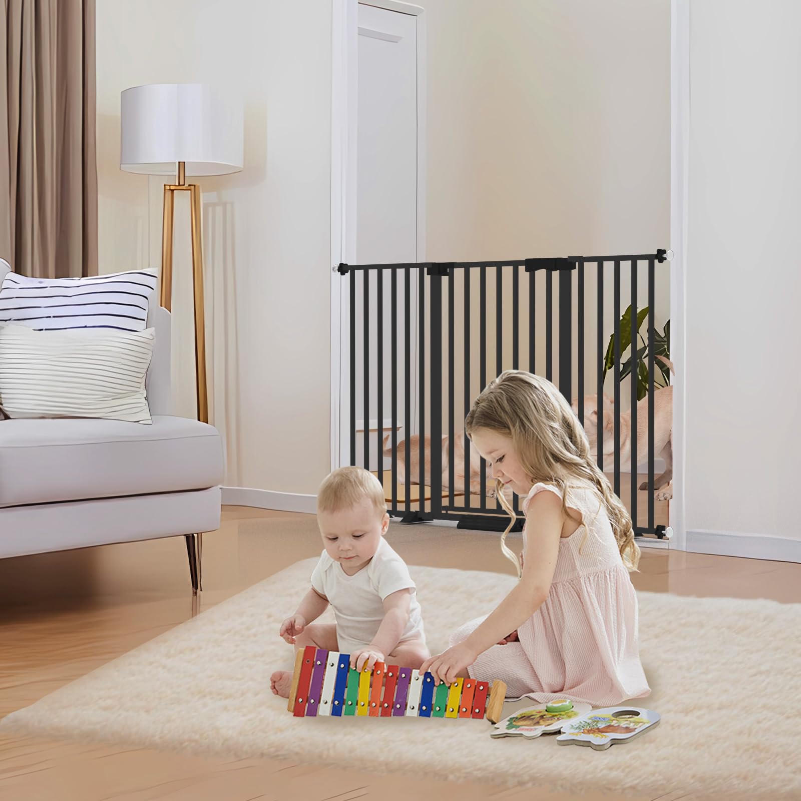 Amibud gate keeps toddlers and large dogs secure during daily routines.