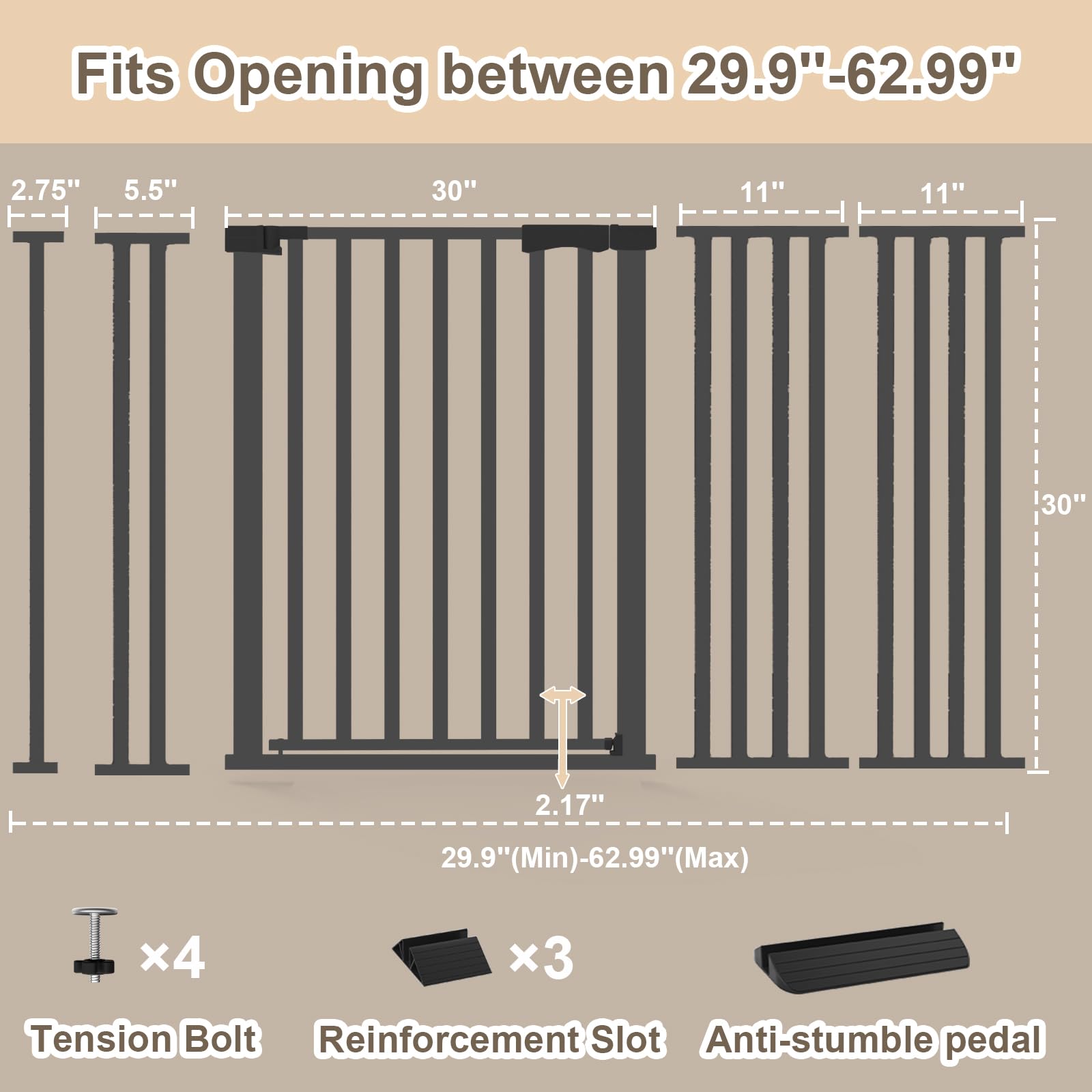 Amibud Extensions included allow flexible width for varied openings.