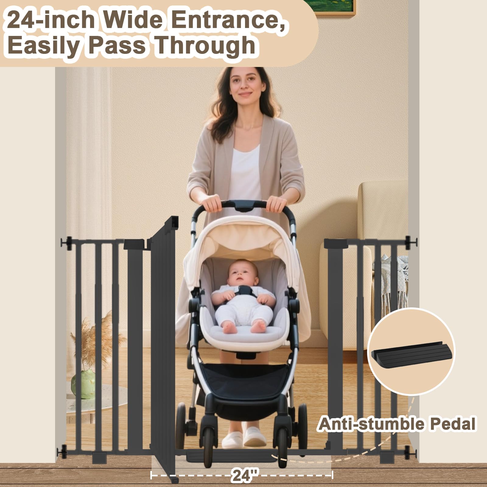 Amibud Metal construction gate provides durable indoor use and reliable containment.